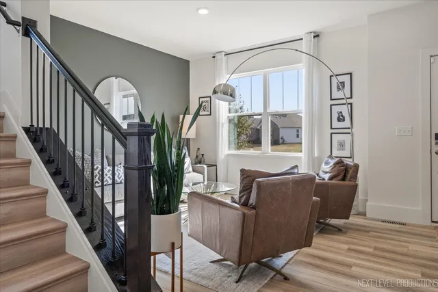 a living room with furniture