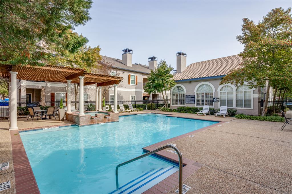 2601 Preston Road, Unit 1201 Plano, TX 75093 - Photo 30 of 31 Community pool featuring a community hot tub, a pergola, and a patio area