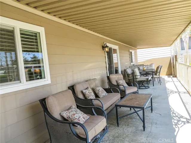 a outdoor living space with furniture