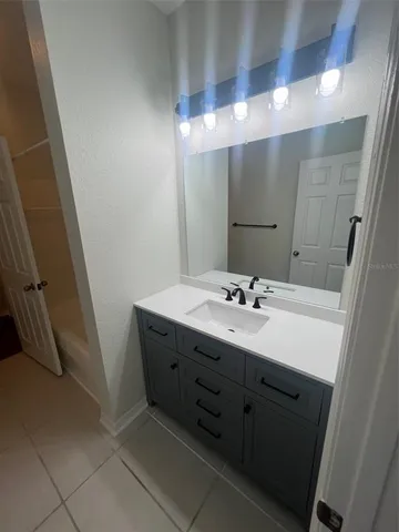 a bathroom with a bathtub