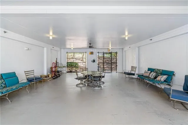 a view of a yard with large trees