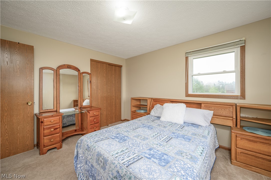 4715 Rock Spring Road Ravenna, OH 44266 - Photo 18 of 21 Bedroom featuring a neutral wall color, window with wood-frame trim, wall-to-wall carpeting