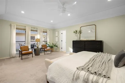 a bedroom with a bed and furniture