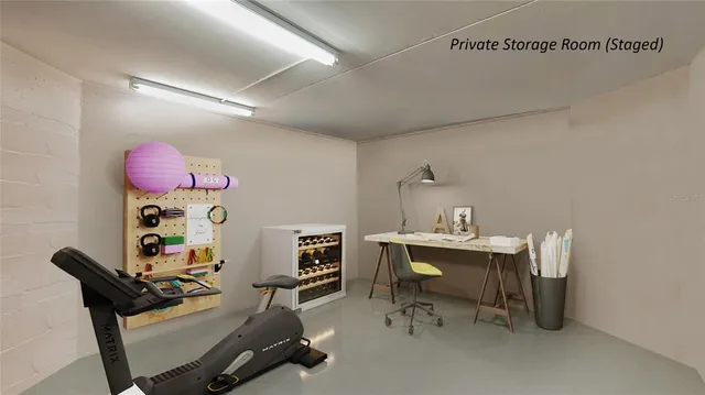 a work room with furniture