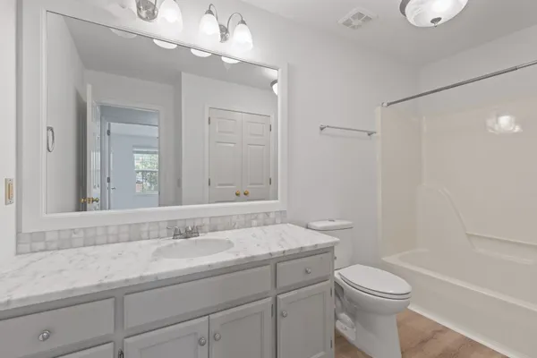 a bathroom with a bathtub