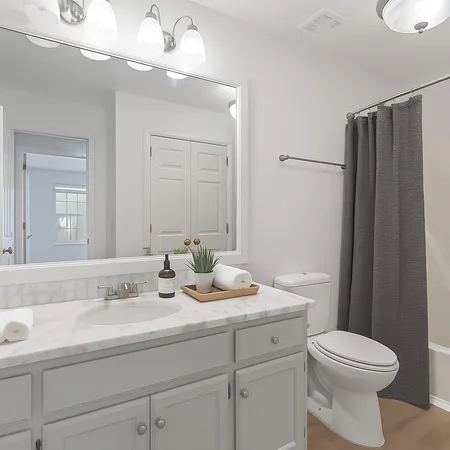 a bathroom with a toilet a sink and mirror