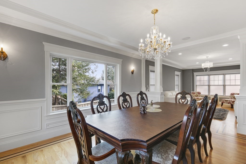 27 Webster Road Lexington, MA 02421 - Photo 13 of 42 a view of a dining room with furniture window and outside view