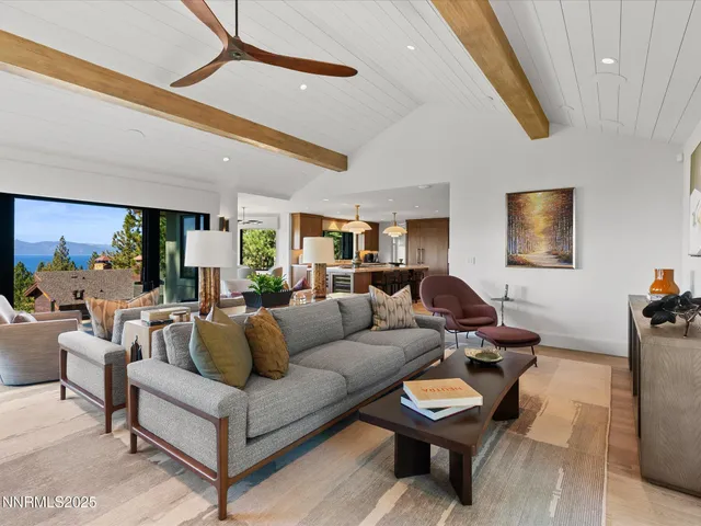 a bathroom with a mirror and a shower