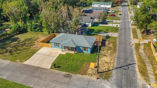 an aerial view of a house