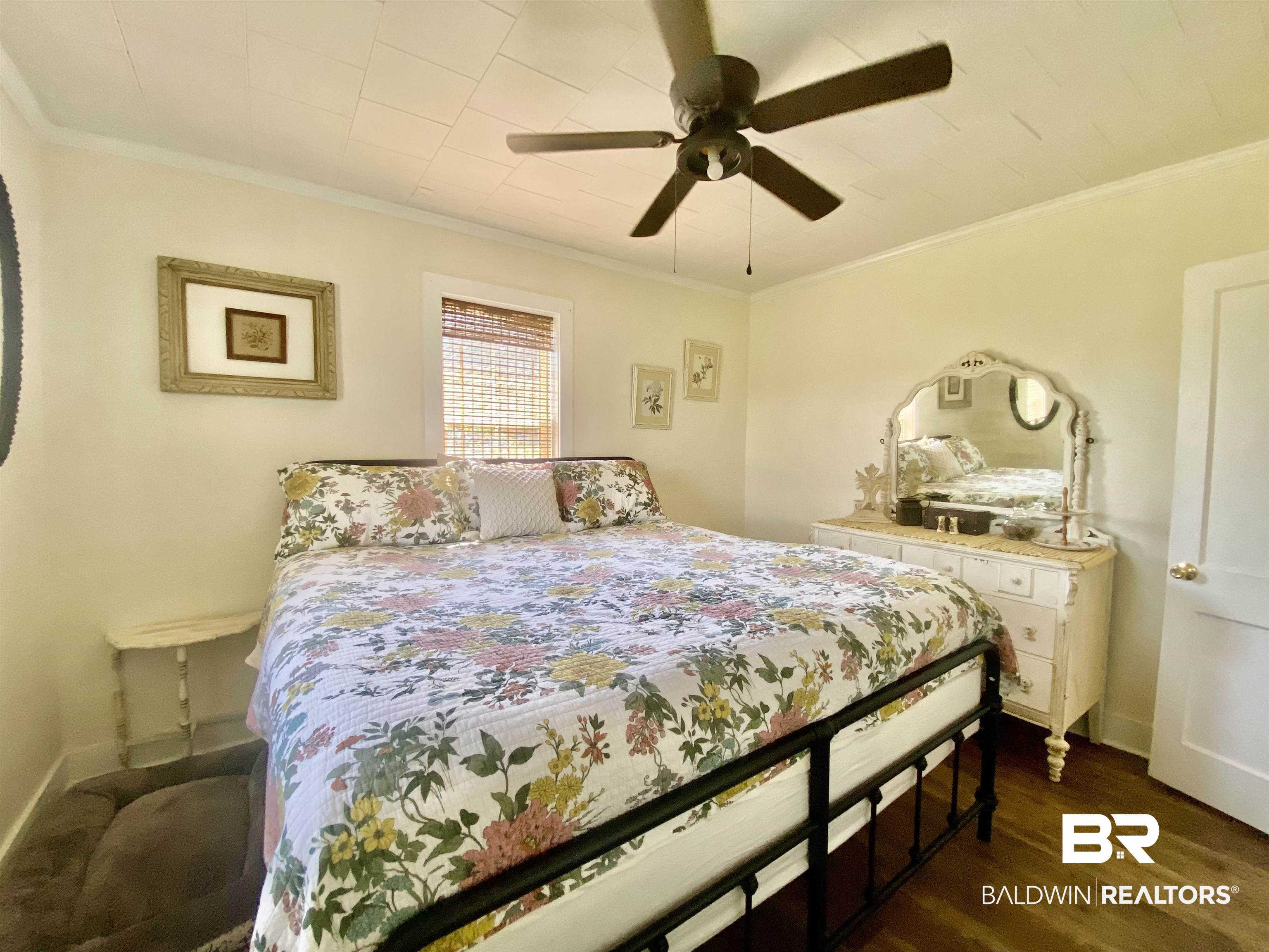 531 Highway 136 Monroeville, AL 36460 - Photo 36 of 48 Bedroom featuring ornamental molding, ceiling fan, and hardwood / wood-style floors