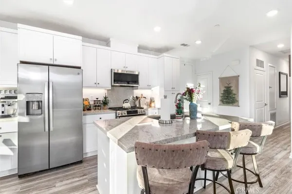 a view of a lake in middle of the town