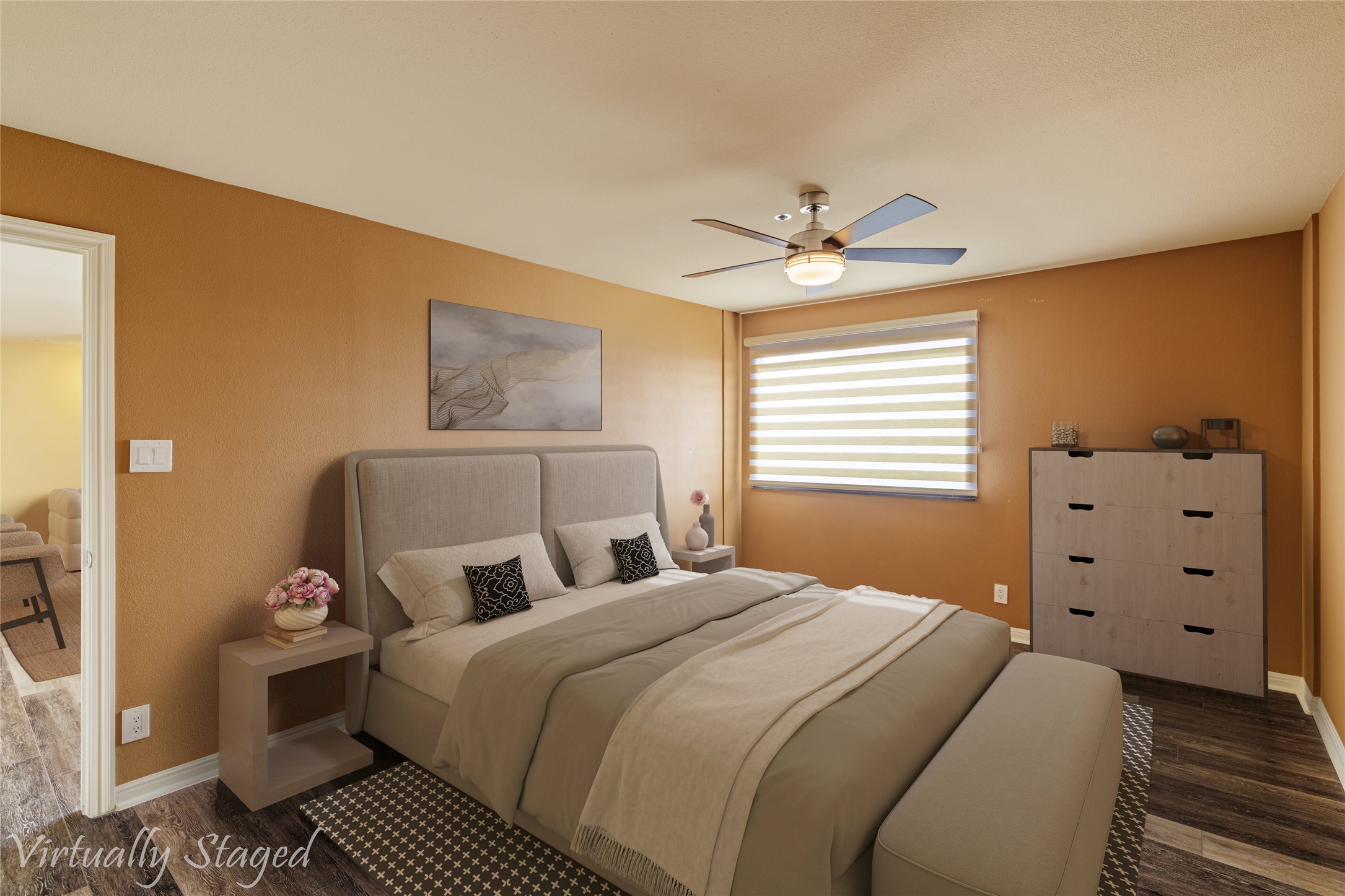 40 North Interstate Highway 35, Unit 6D3 Austin, TX 78701 - Photo 17 of 35 Bedroom with a ceiling fan and dark wood-type flooring