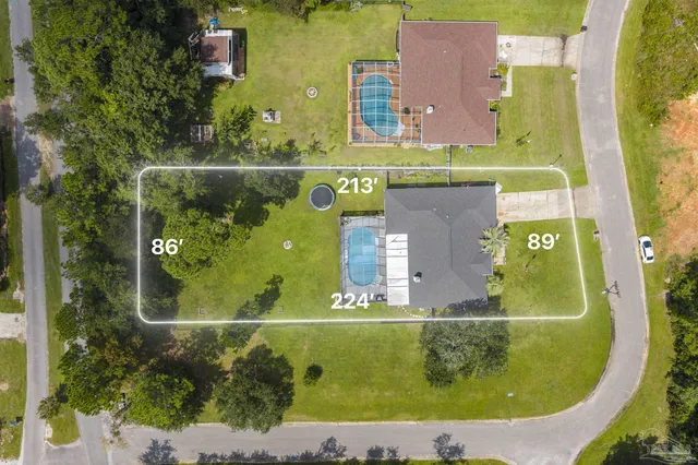 an aerial view of a house