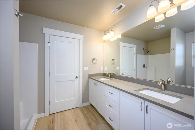 a view of a room with racks on the wall