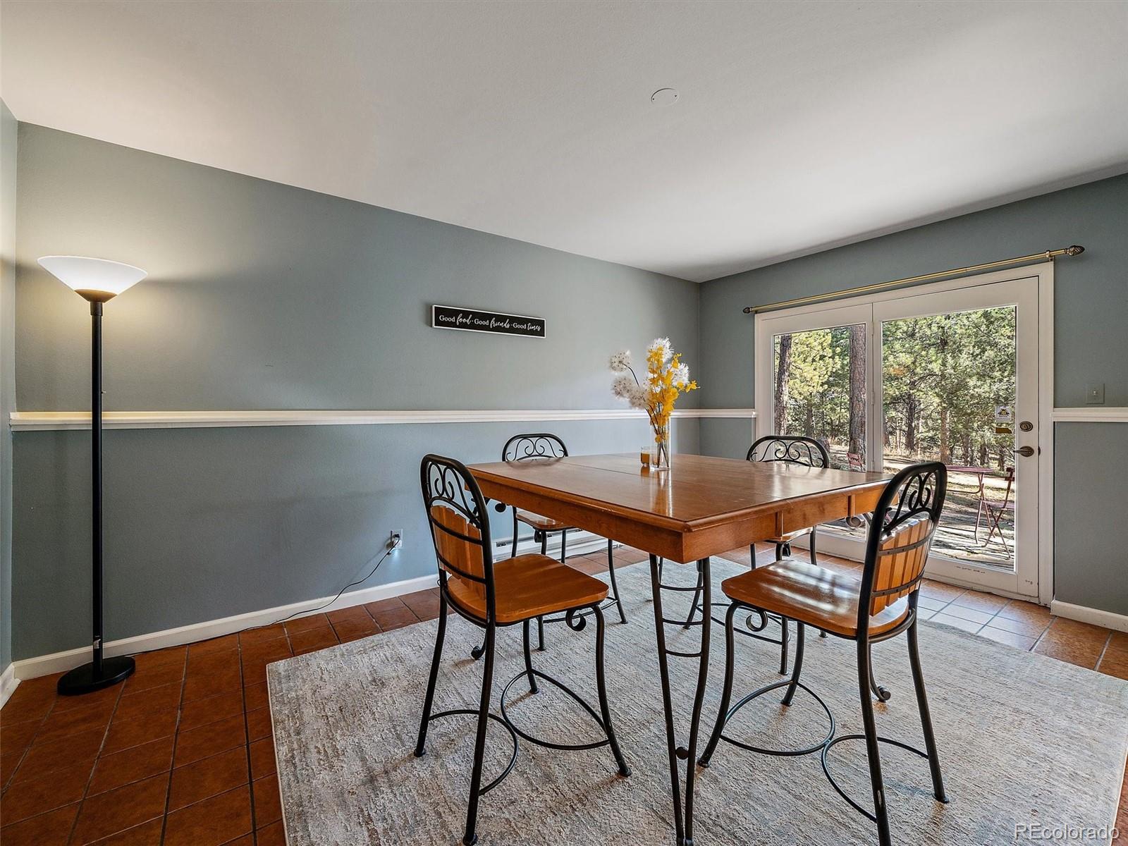 33913 Upper Bear Creek Road Evergreen, CO 80439 - Photo 11 of 45 a view of a dining room with furniture and wooden floor