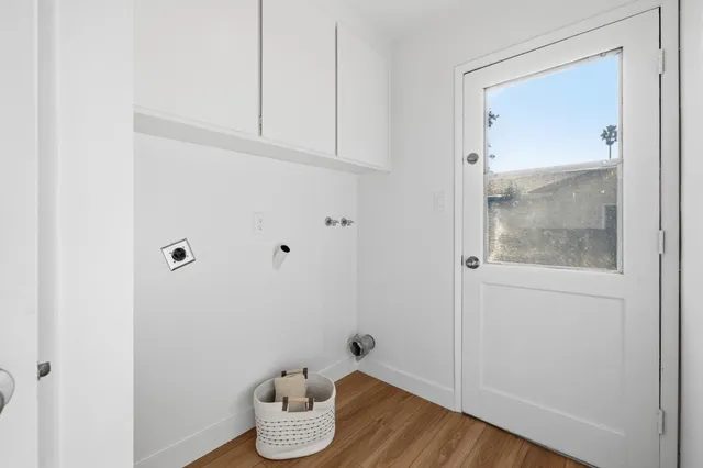 a view of small space with wooden floor