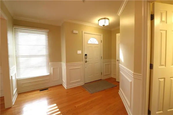 a view of a bathroom with a window