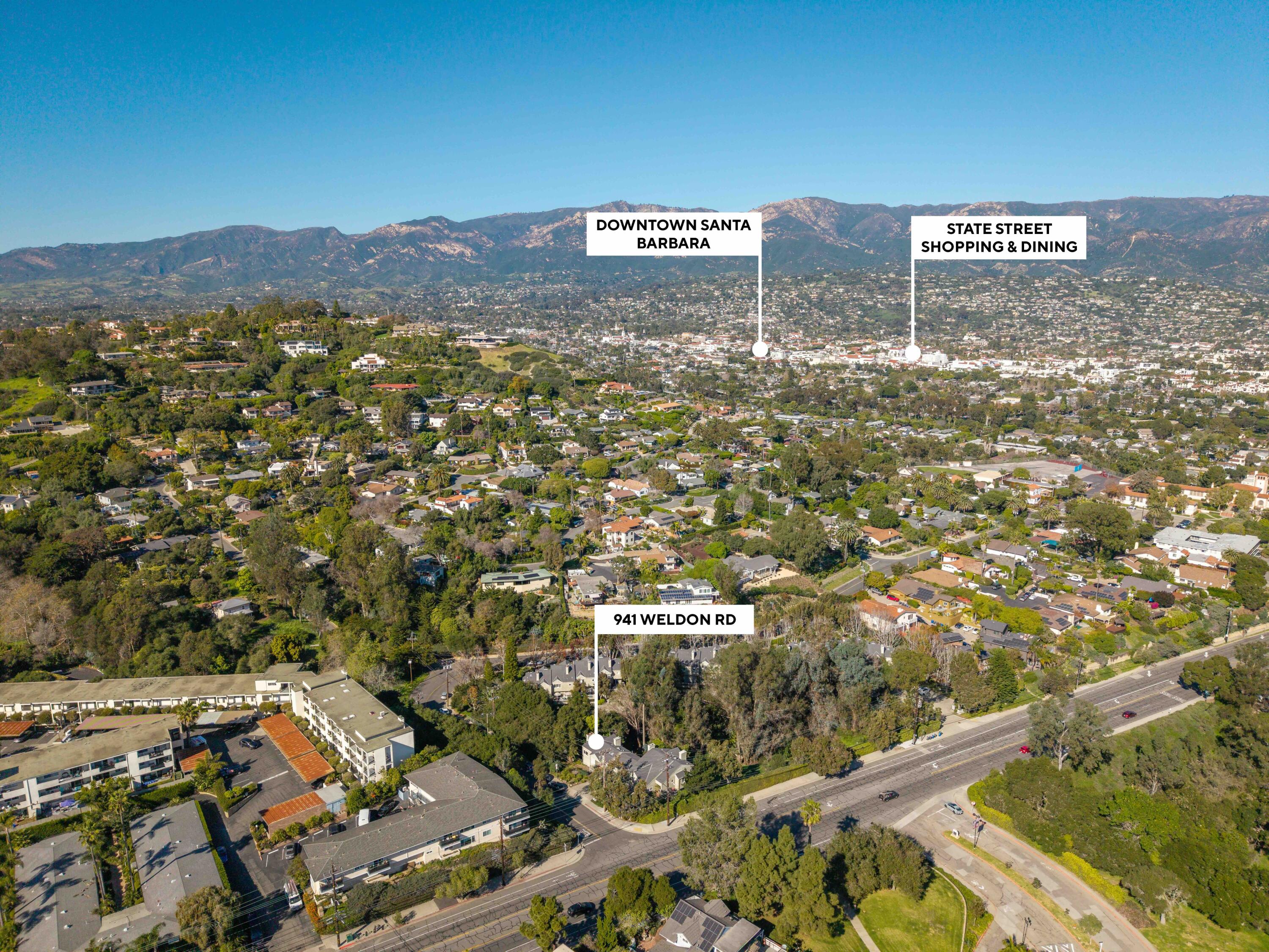 941 Weldon Road Santa Barbara, CA 93109 - Photo 12 of 43 Aerial north marker - 941 Weldon Rd