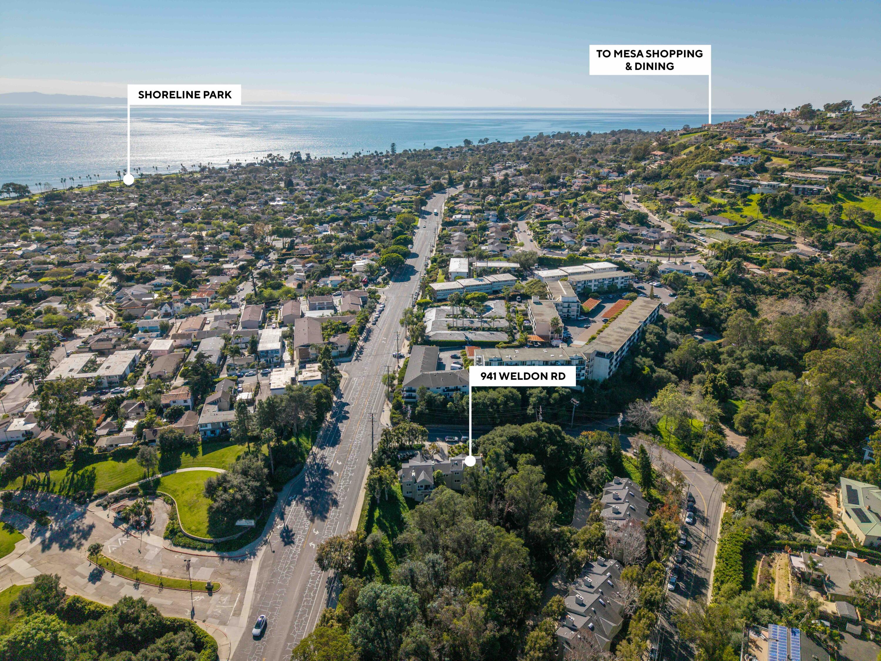 941 Weldon Road Santa Barbara, CA 93109 - Photo 13 of 43 Aerial south west marker - 941 Weldon Rd