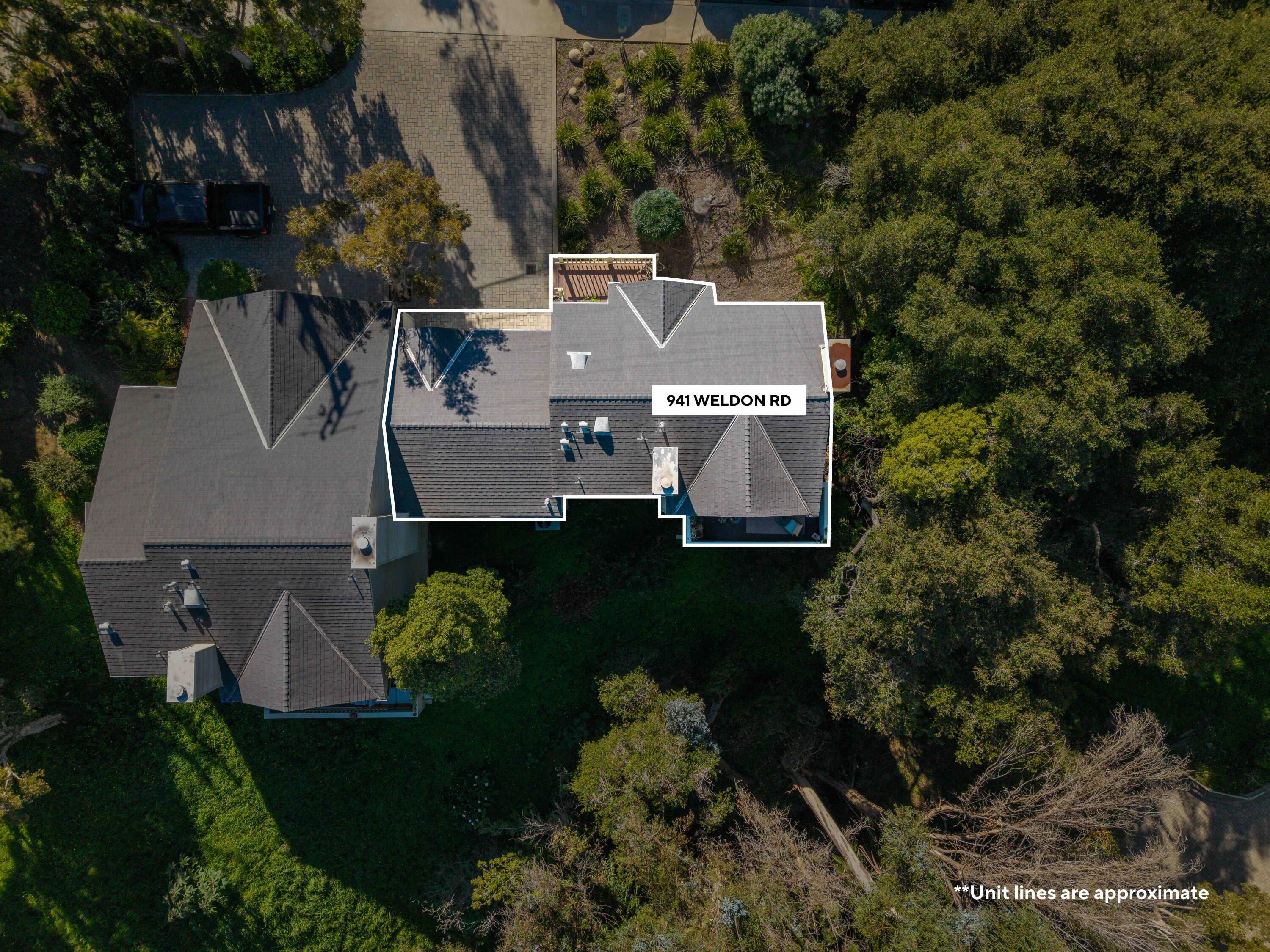 941 Weldon Road Santa Barbara, CA 93109 - Photo 9 of 43 Aerial lot marker - 941 Weldon Rd.