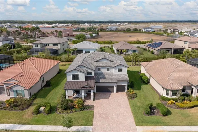 an aerial view of a house