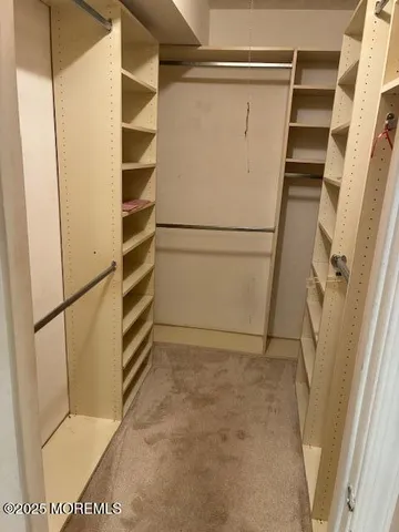 a view of walk in closet with empty racks