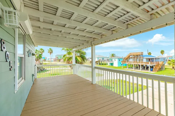 a view of a balcony with city view