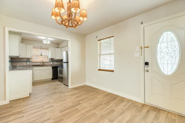 a view of kitchen and window
