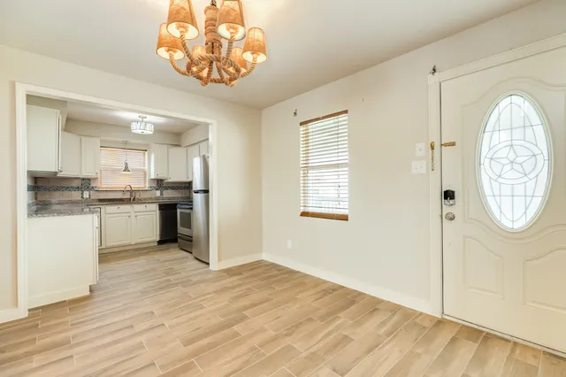 a view of kitchen and window