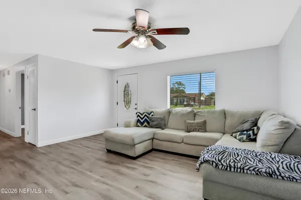 a living room with furniture