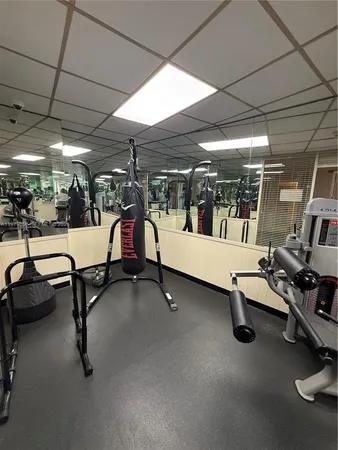 a view of a room with gym equipment