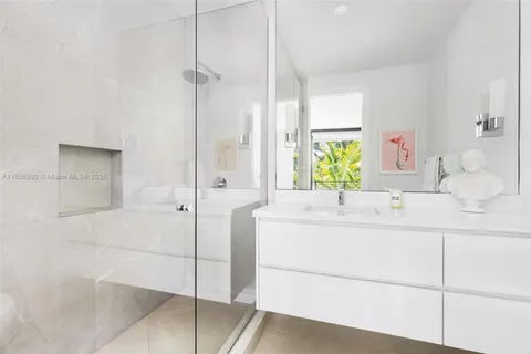 a bathroom with a sink and a shower