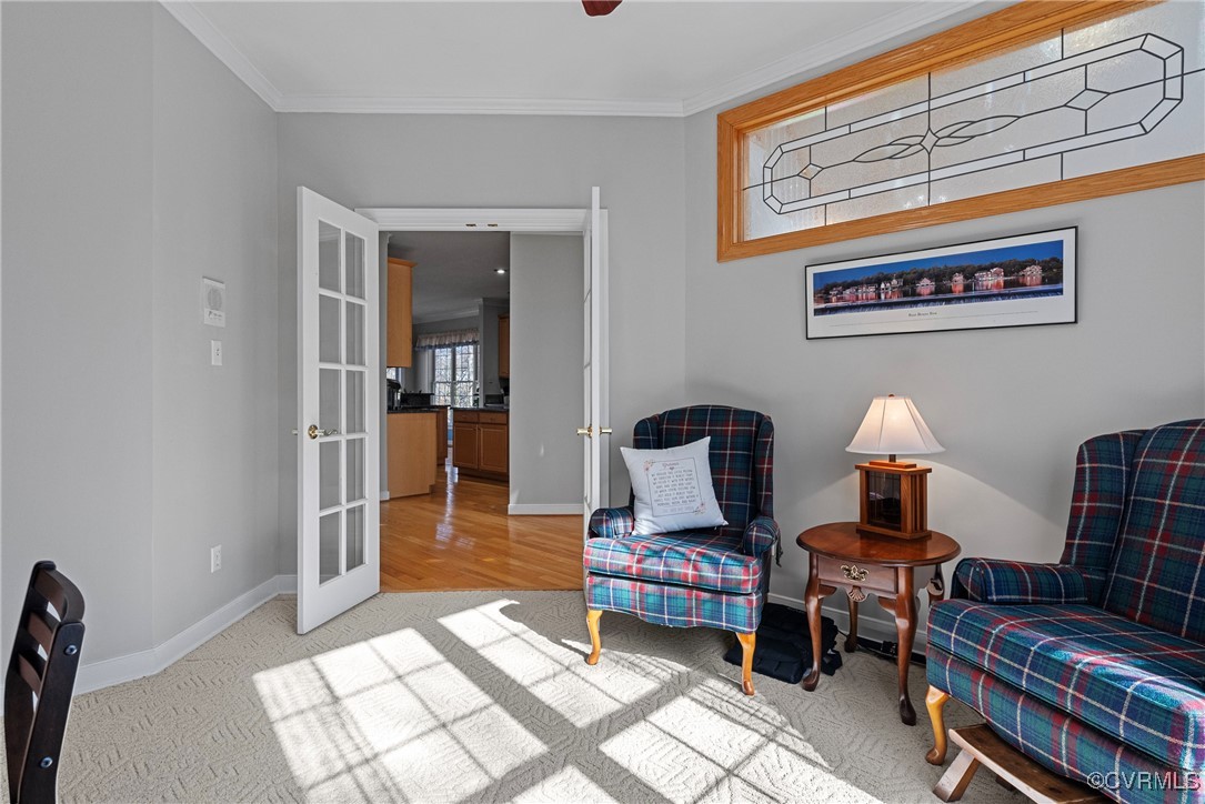 9134 Stephens Manor Drive Mechanicsville, VA 23116 - Photo 22 of 44 Office, light carpet, and french doors