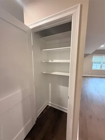 a view of an empty walk in closet