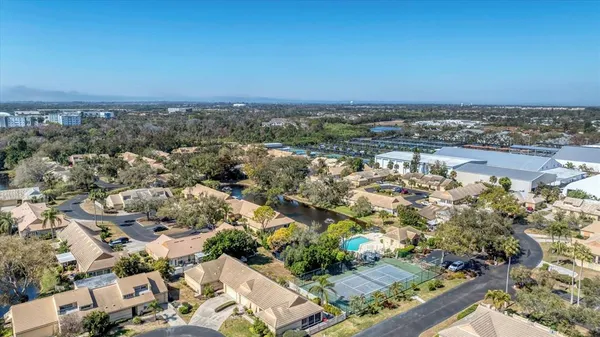 an aerial view of a city