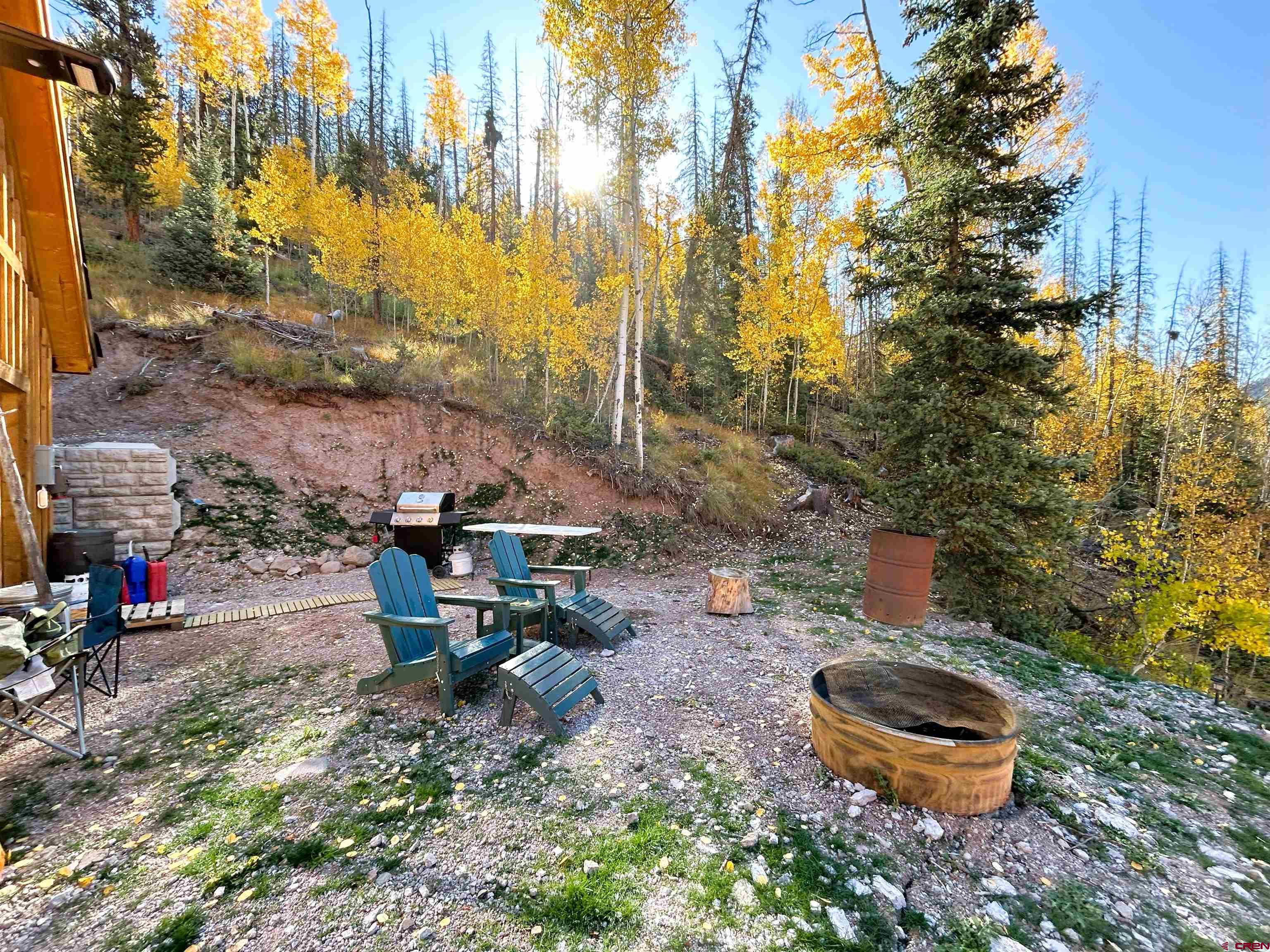 2540 Usfs Road Creede, CO 81130 - Photo 31 of 35 a backyard of a house with table and chairs