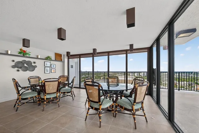 a view of a balcony with an ocean view