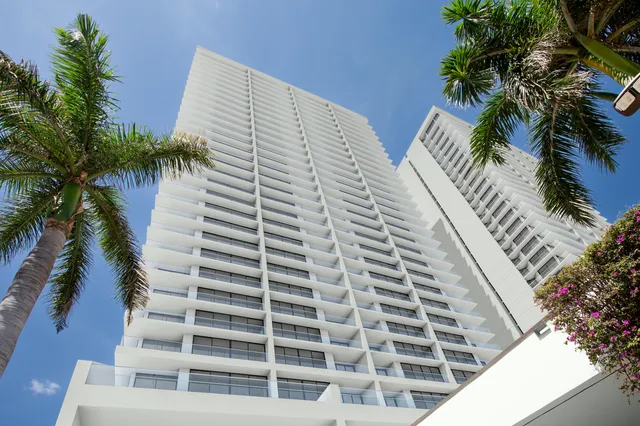 a view of a tall building