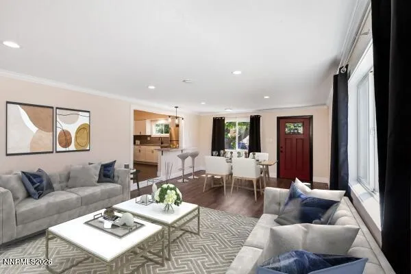 a living room with furniture and a couch