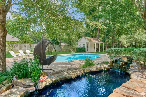 a view of a park with slide