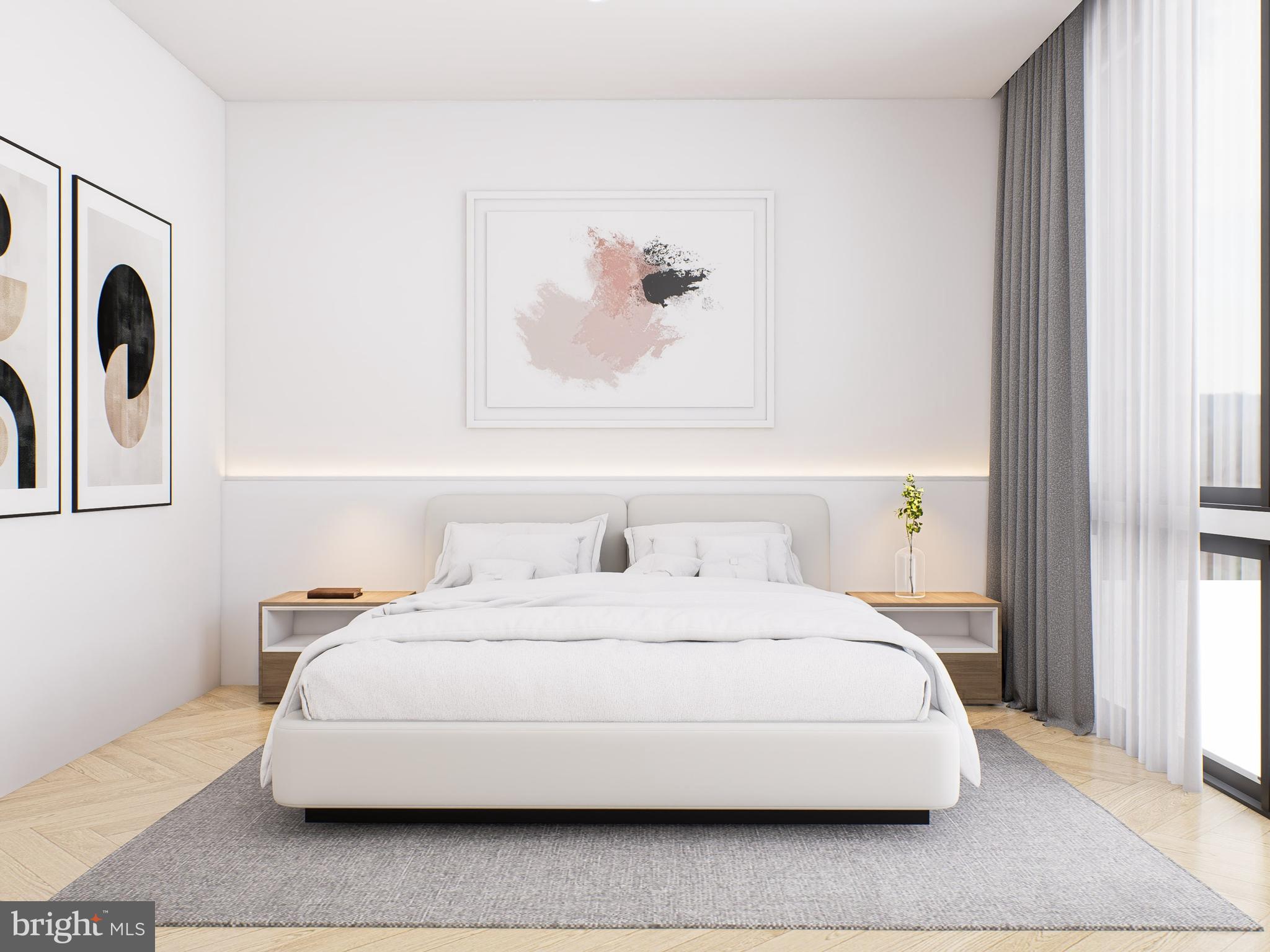 1415 Q Street Northwest, Unit 2 Washington, DC 20009 - Photo 4 of 6 a bedroom with a bed and a painting on the wall