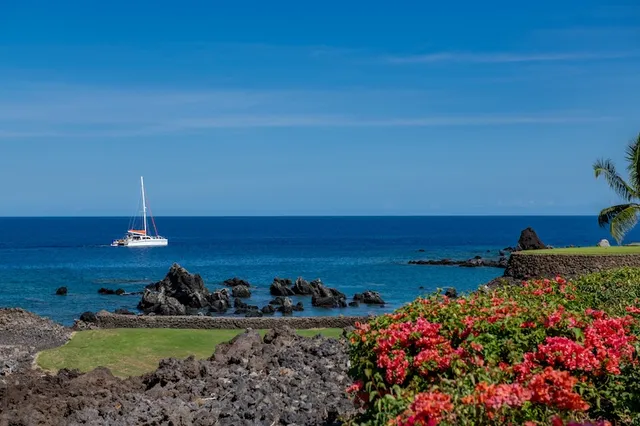 a view of a swimming pool and a yard