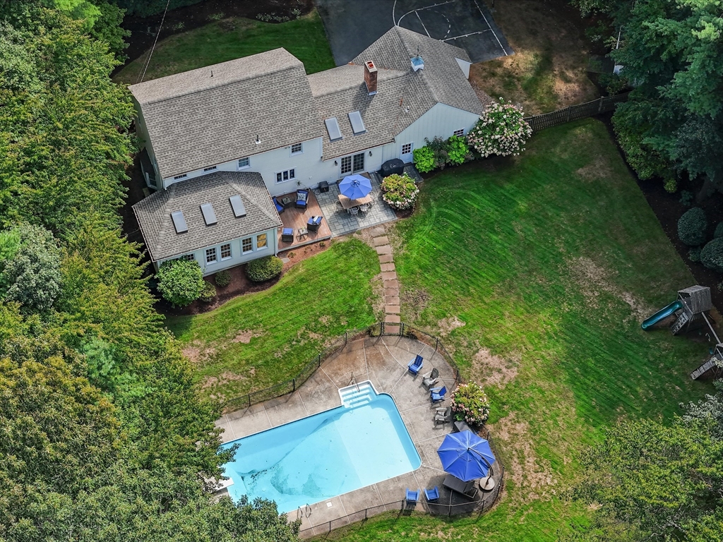 7 Kimball Road Boxford, MA 01921 - Photo 39 of 41 an aerial view of a house with a garden and yard