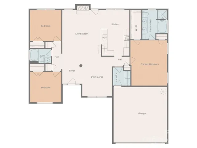 a picture of a bathroom with a refrigerator