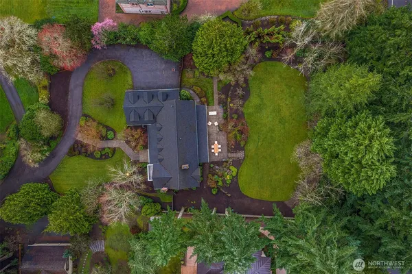 an aerial view of a house