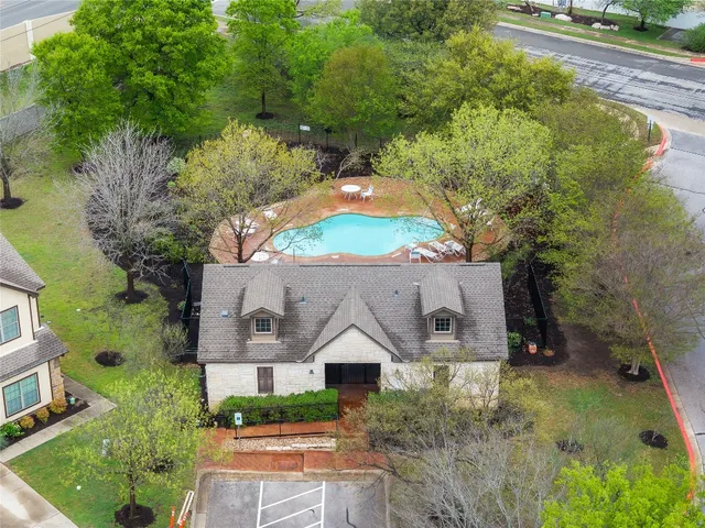 an aerial view of a house