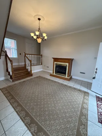 a view of a livingroom with a chandelier