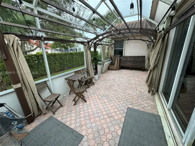 a view of porch with seating space