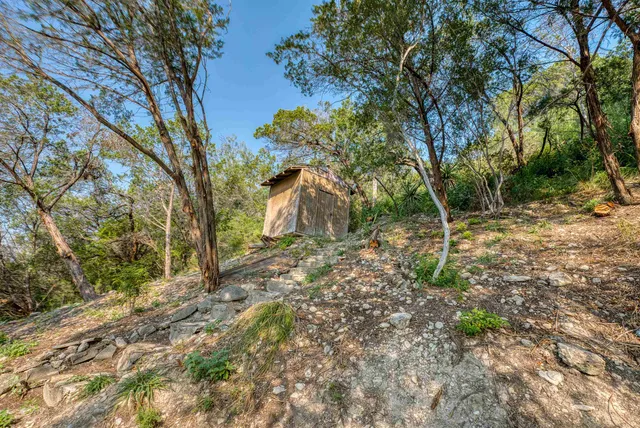 a view of a lake with a city view