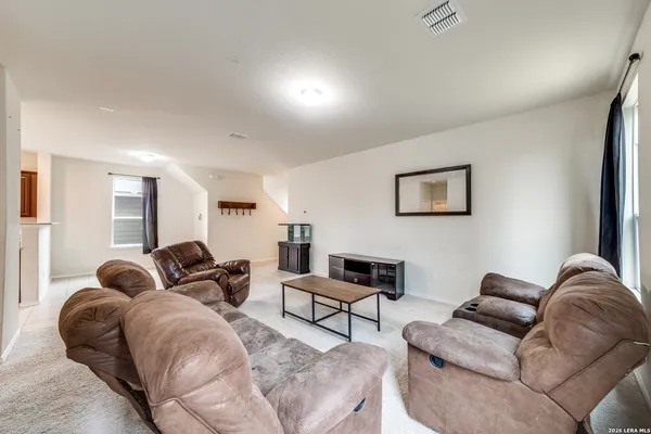 a living room with furniture